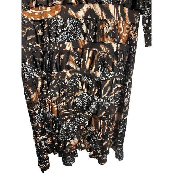 Tango Mango Tiered Ruffle Stretch Sleeveless Animal Print Dress Size Small - Picture 5 of 10